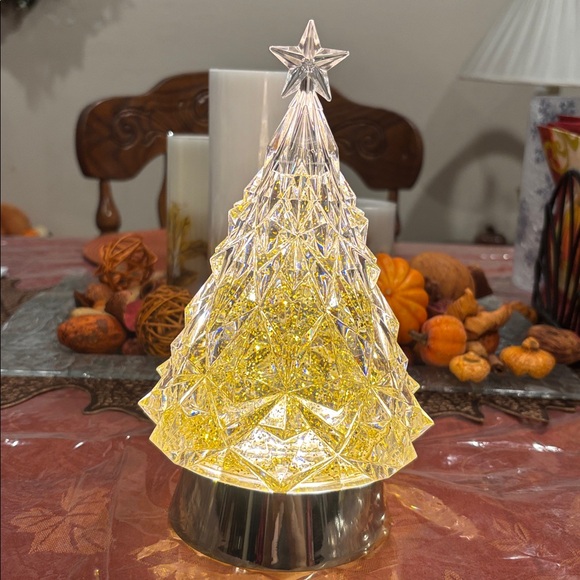 RAZ Imports Lighted Tree With Gold Swirling Glitter- 8.5” - Picture 4 of 6